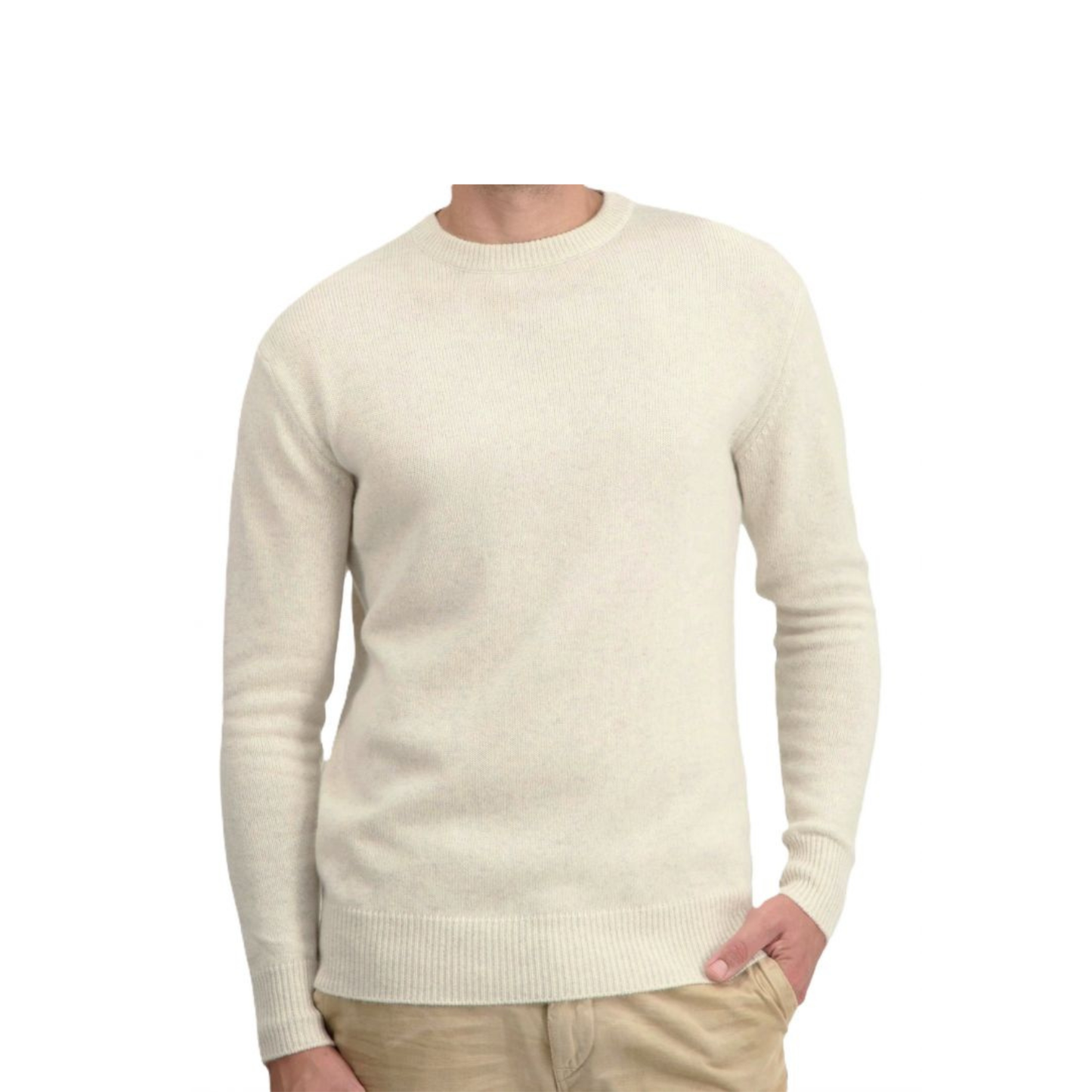 Men's Crew Neck Sweater Regenerated Cashmere Fineness 7-11