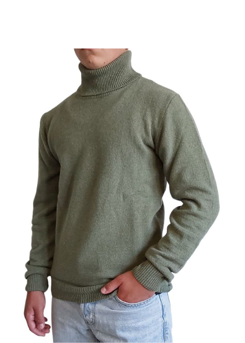 Men's High Neck Sweater Regenerated Cashmere Fineness 7-10