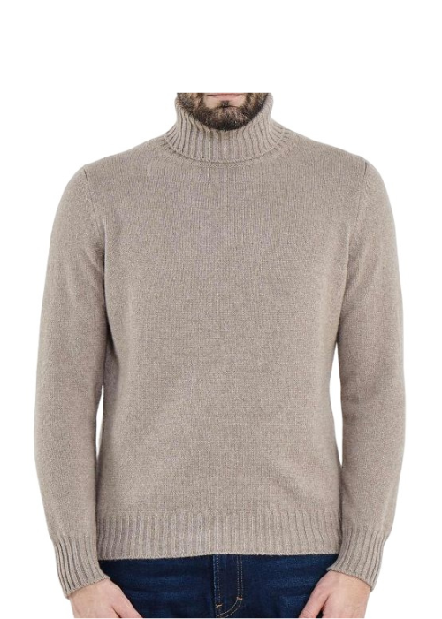 Men's High Neck Sweater Regenerated Cashmere Fineness 7-9
