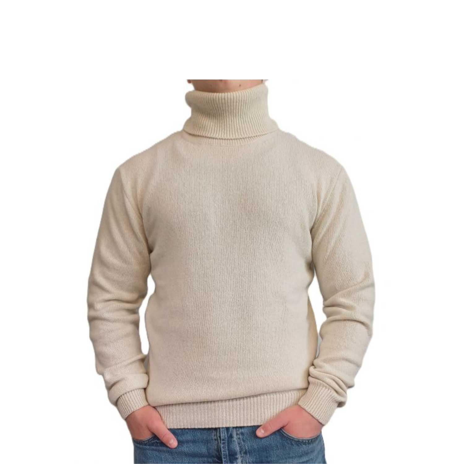 Men's High Neck Sweater Regenerated Cashmere Fineness 7-7