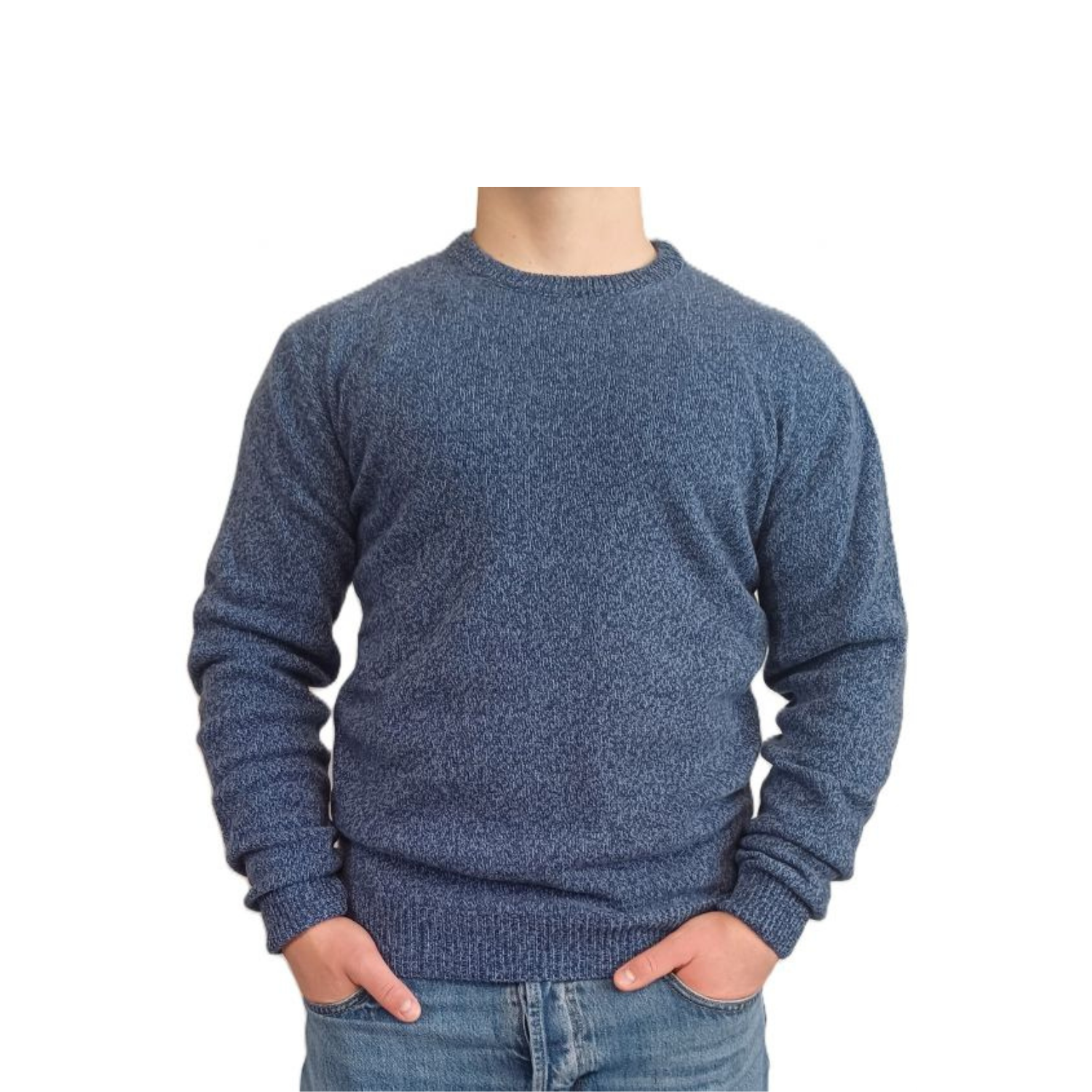 Men's Crew Neck Sweater Regenerated Cashmere Fineness 7-6