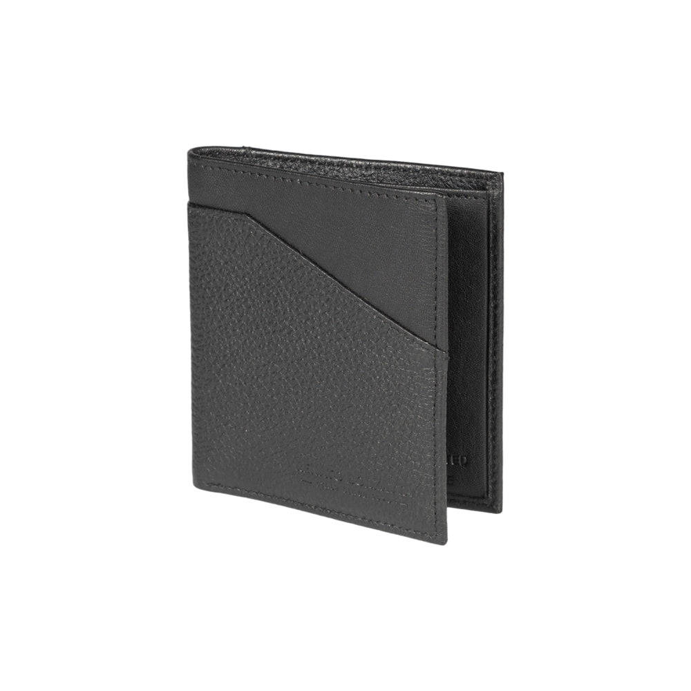 RB12113A | Vertical Wallet in Genuine Full-Grain Leather, Dollar/Light Grain. Black. RFID Protection. Closed Dimensions: 9.5 x 10 x 1 cm. Packaging: Gift box bottom/lid